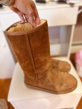 UGG Chestnut Brown Tall Shearling-Lined Suede Boots
